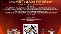 pengumuman pendaftaran pasangan calon bupati dan wakil bupati pilkada bolmong 2024
