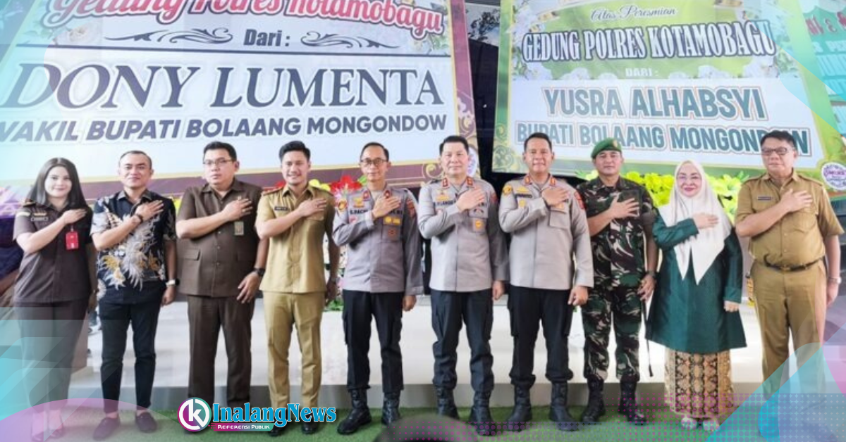 Foto bersama Wakil Walikota Kotamobagu Rendy Virgiawan Mangkat saat peresmian Mako Polres Kotamobagu.