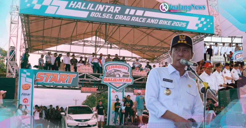 racebolsel wakil gubernur victor mailangkay dalam pembukaan ajang balapan, halilintar drag race and bike bolsel 2025.
