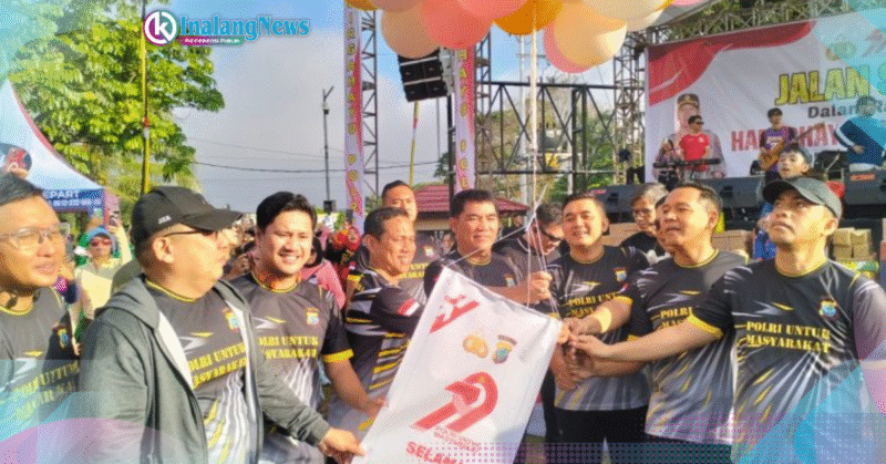 Walikota dan Wakil Walikota dr. Weny Gaib dan Rendy Virgiawan Mangkat bersama Gubernur YSK mengikuti Jalan Sehat Polres Kotamobagu sebagai rangkaian HUT Bhayangkara.