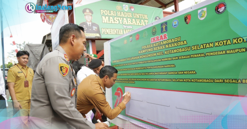 Kapolres AKBP. Irwanto dan Walikota dr. Weny Gaib, saat penetapan Kampung Bebas Narkoba di Kelurahan Molinow.