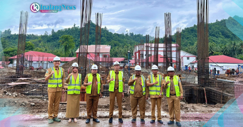 RSUDi Bupati Bolsel Iskandar Kamaru saat apel kerja serta meninjau progres pembangunan RSUD.