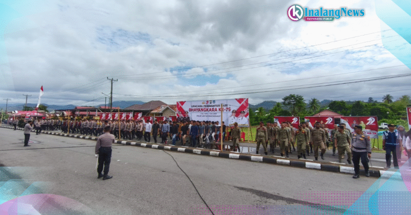 Gladi Bersih Polres Bolsel dalam persiapan upacara peringatan HUT Bhayangkara ke-79 yang di pimpin Kapolres Bolsel AKBP.Kuntadi Budi Pranoto, S.I.K