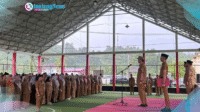 Bupati Bolsel Hi. Iskandar Kamaru, S.Pt, M.Si saat memimpin apel kerja rutin di lingkup pemerintahan.
